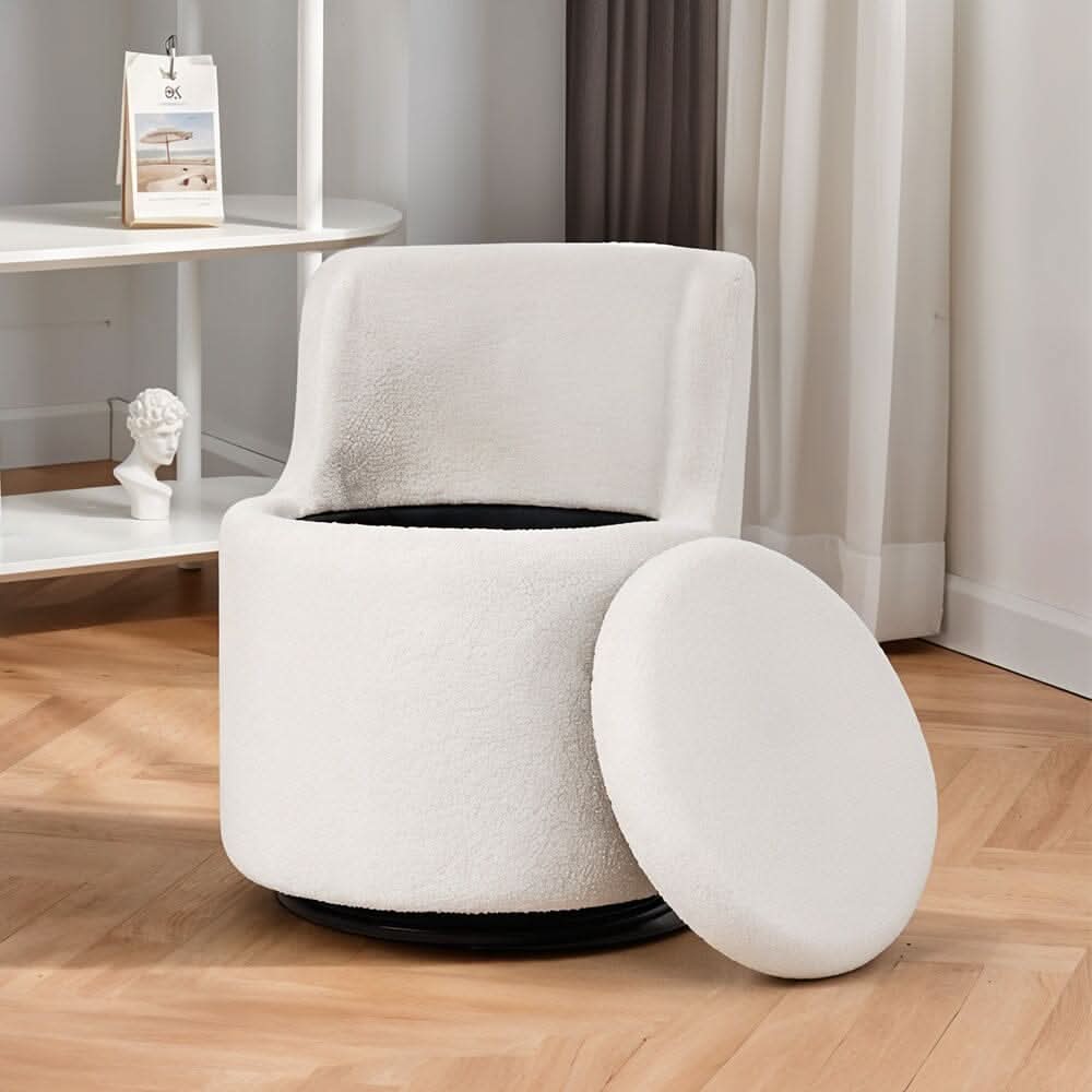Teddy Fleece Swivel Accent Chair with Hidden Storage