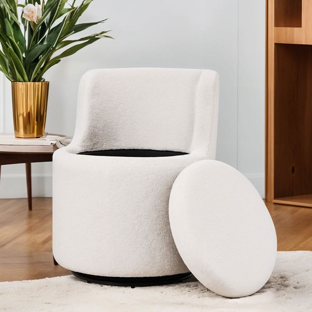 Teddy Fleece Swivel Accent Chair with Hidden Storage