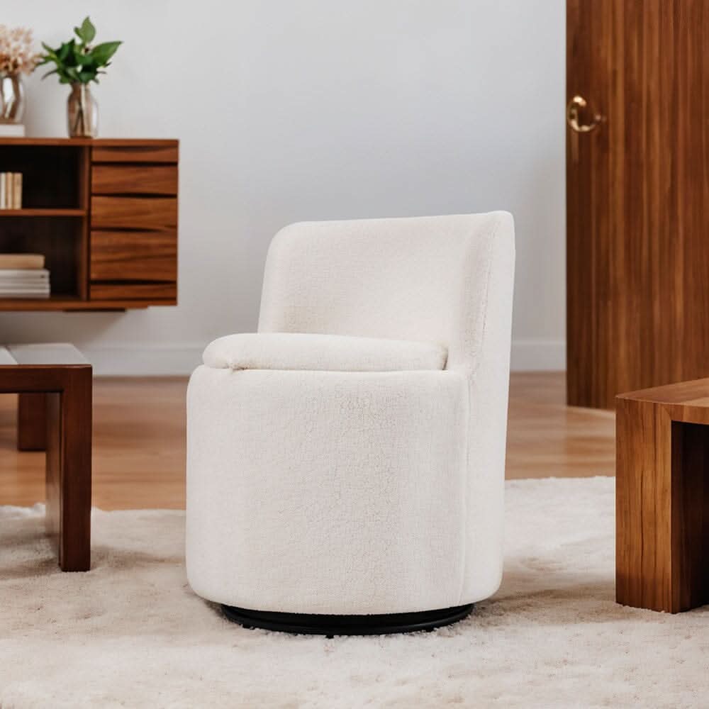 Teddy Fleece Swivel Accent Chair with Hidden Storage
