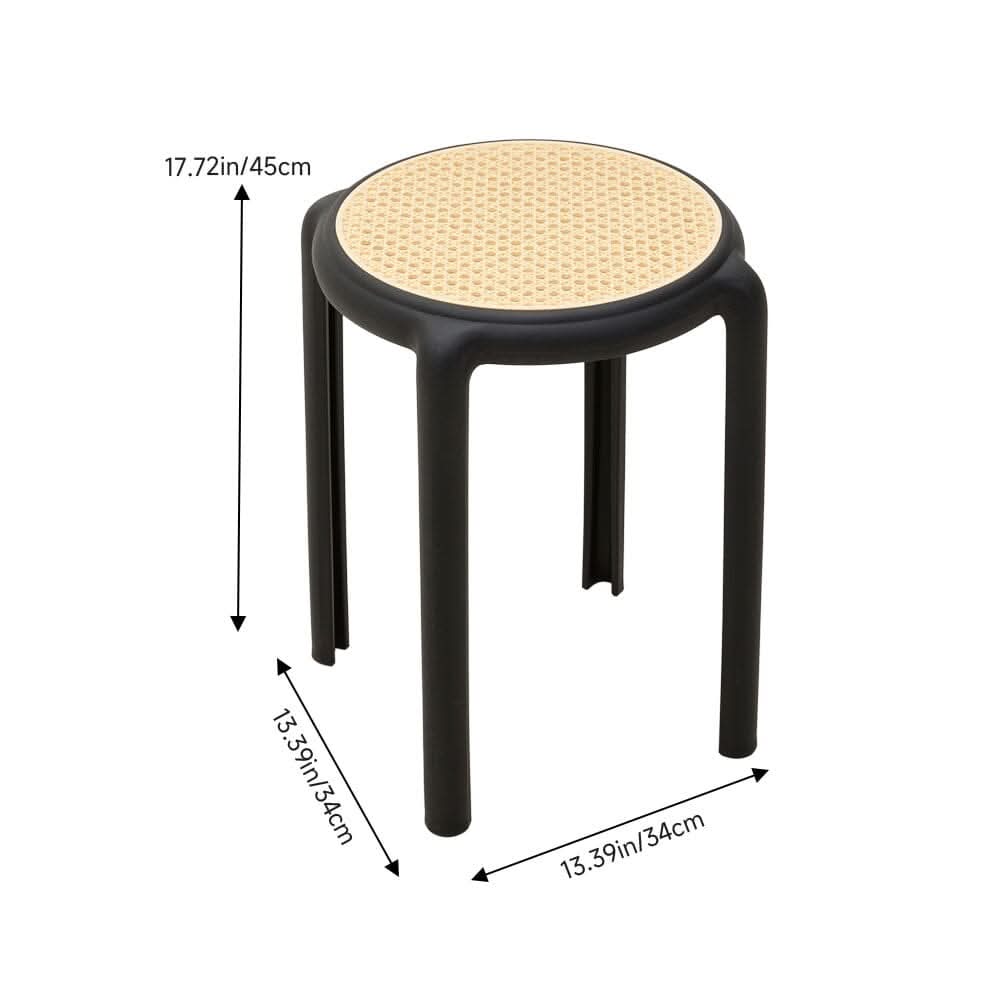 Stackable Rattan-Effect Round Stools PP Plastic