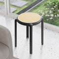 Stackable Rattan-Effect Round Stools PP Plastic