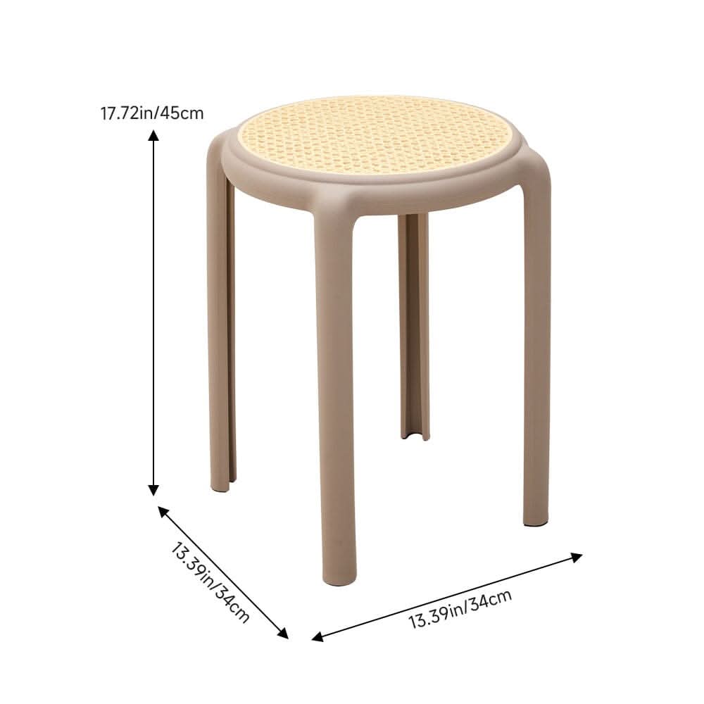 Stackable Rattan-Effect Round Stools PP Plastic