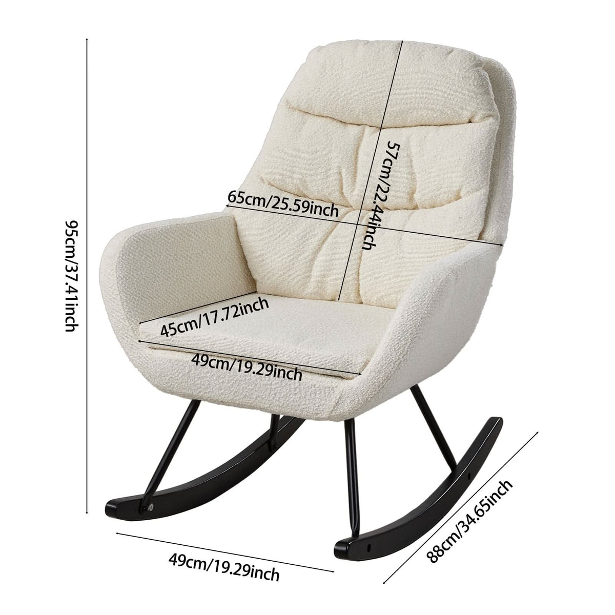 Modern Teddy Fabric Rocking Chair with Black Oak Legs