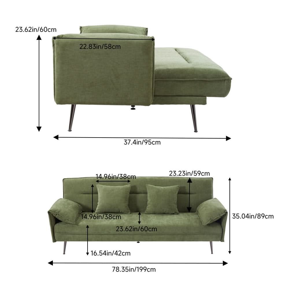 Convertible Sofa Bed with Spring Support and Plush Cushions