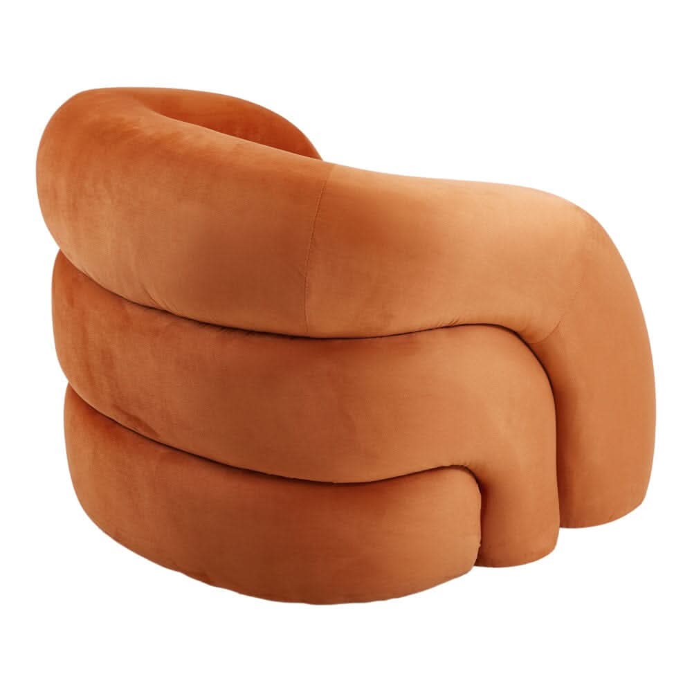 Orange Velvet Upholstered Accent Chair with Solid Wood Frame