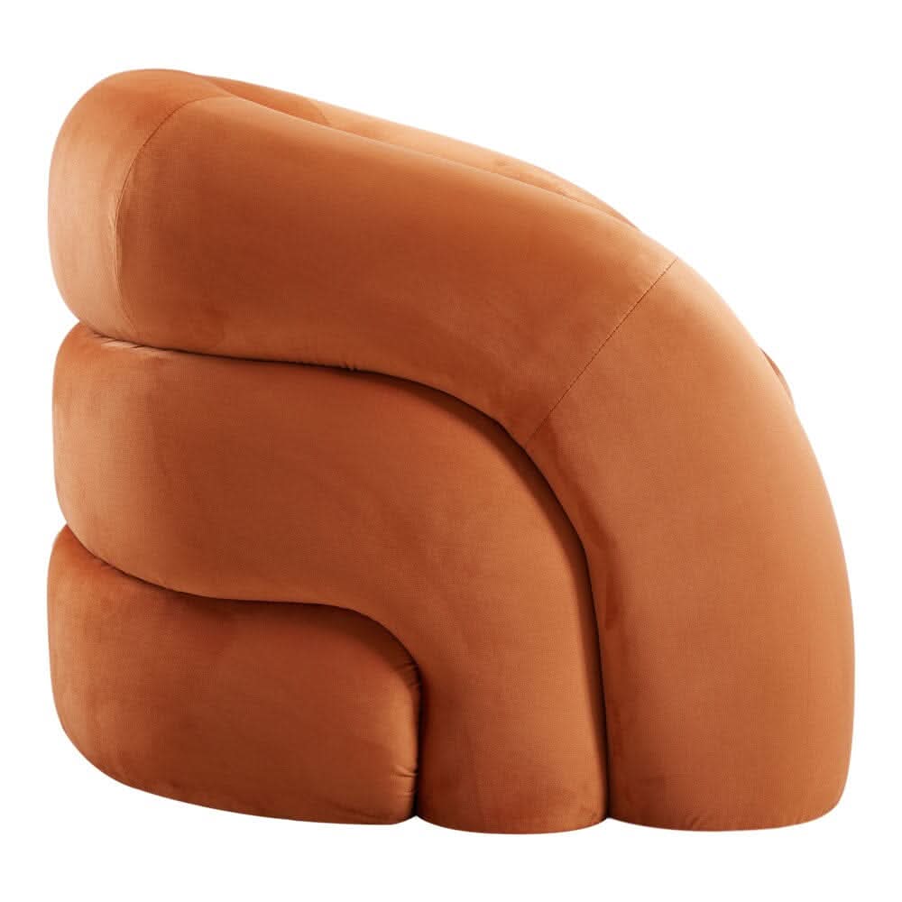 Orange Velvet Upholstered Accent Chair with Solid Wood Frame