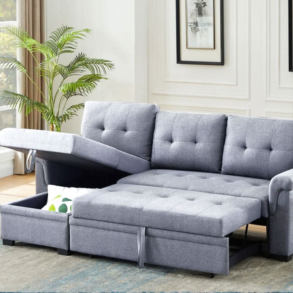 Corner Sofa with Polyester Upholstery and Premium Sponge Filling
