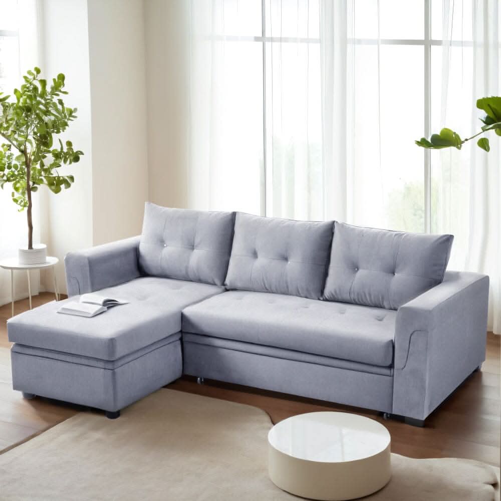 Corner Sofa with Polyester Upholstery and Premium Sponge Filling