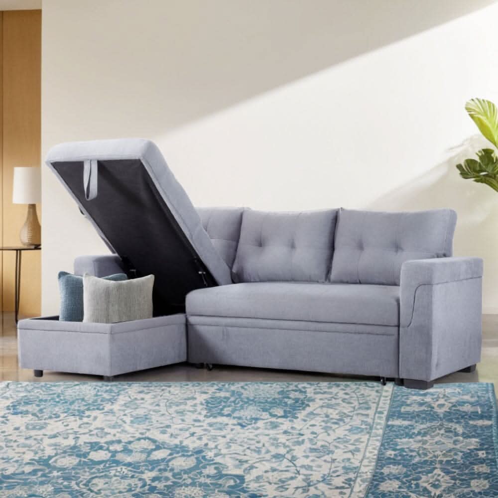 Corner Sofa with Polyester Upholstery and Premium Sponge Filling