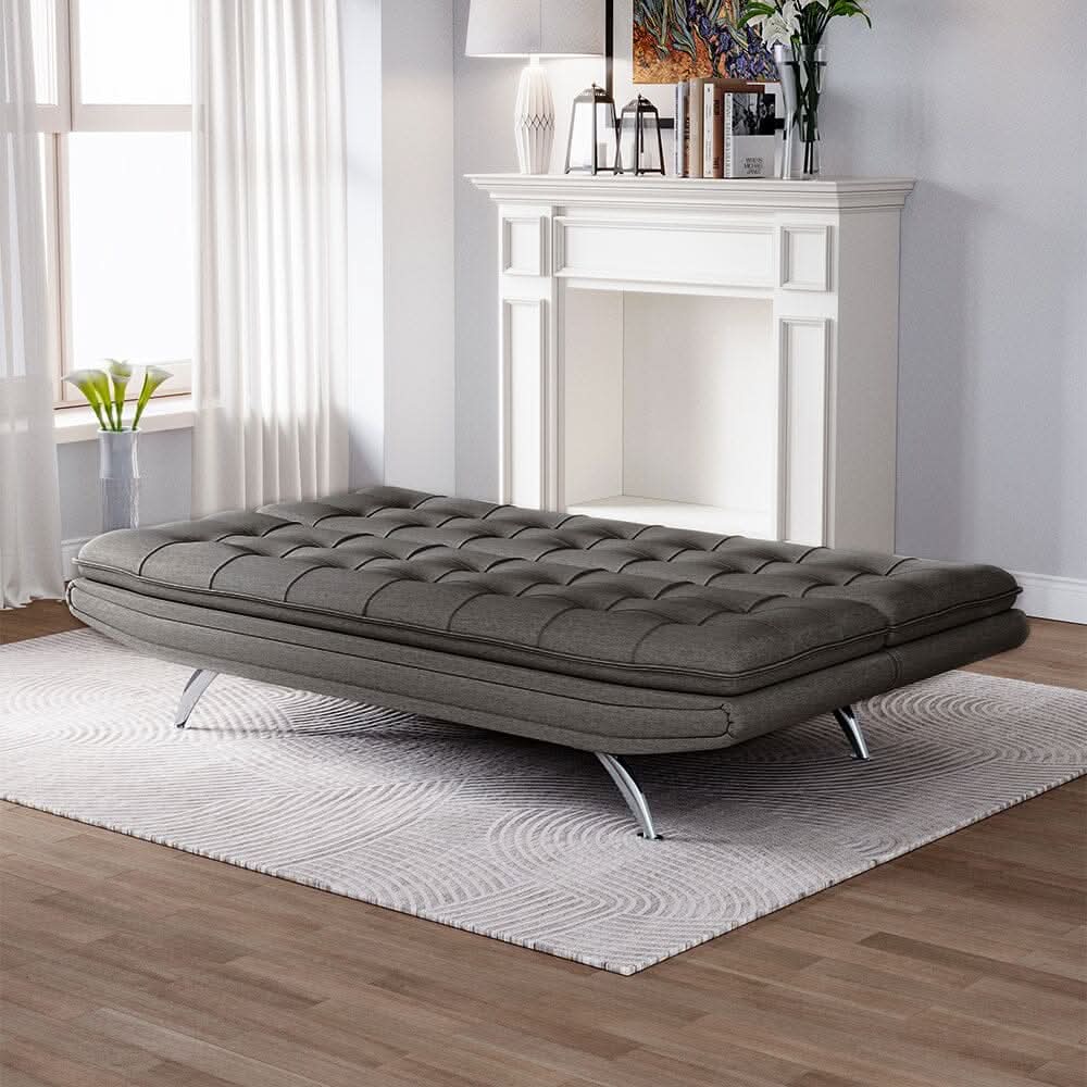 Adjustable Convertible Sofa Bed with Woven Fabric Upholstery