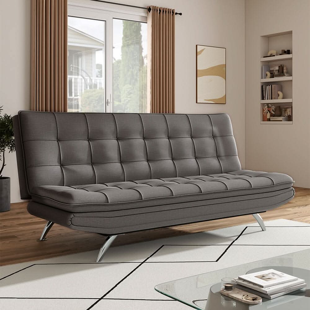 Adjustable Convertible Sofa Bed with Woven Fabric Upholstery