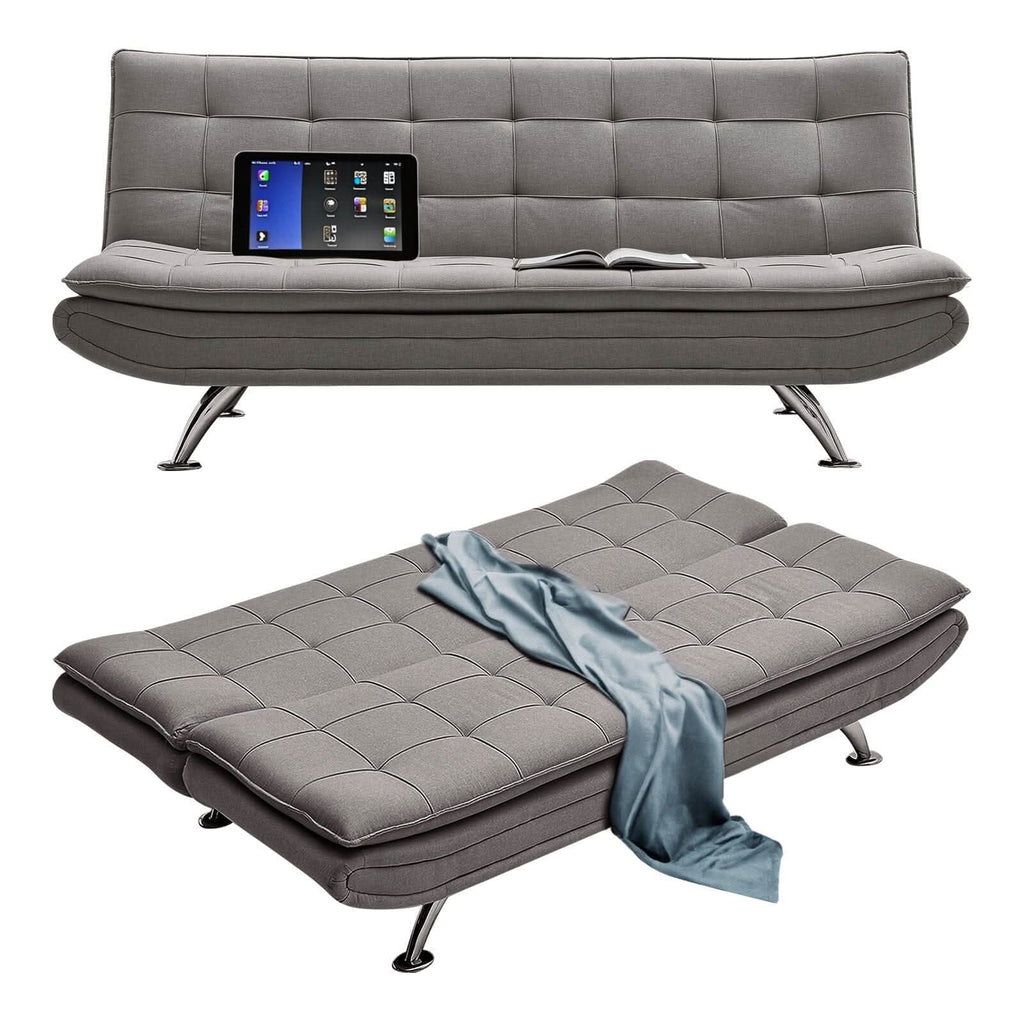 Adjustable Convertible Sofa Bed with Woven Fabric Upholstery