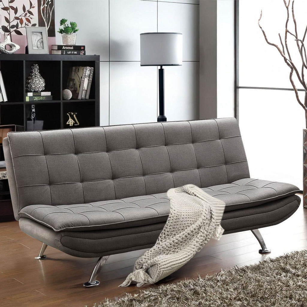 Adjustable Convertible Sofa Bed with Woven Fabric Upholstery