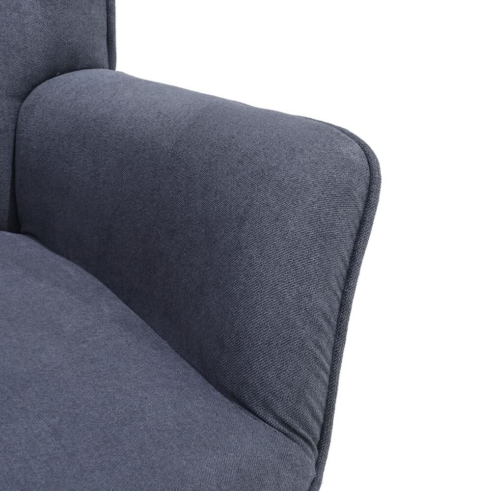 Tufted Button Linen Armchair with Wooden Legs