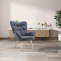 Tufted Button Linen Armchair with Wooden Legs