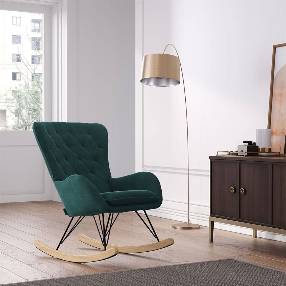 Modern Upholstered Rocking Chair for Living Room Bedroom