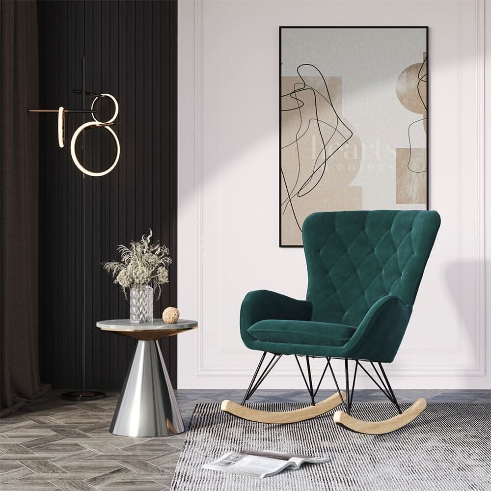 Modern Upholstered Rocking Chair for Living Room Bedroom