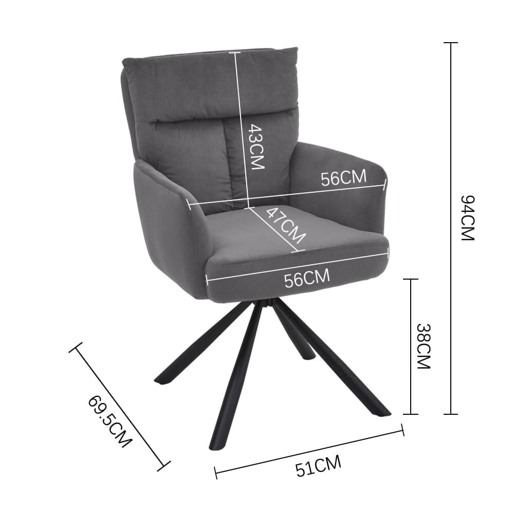 Modern Upholstered Swivel Armchair with Black Legs