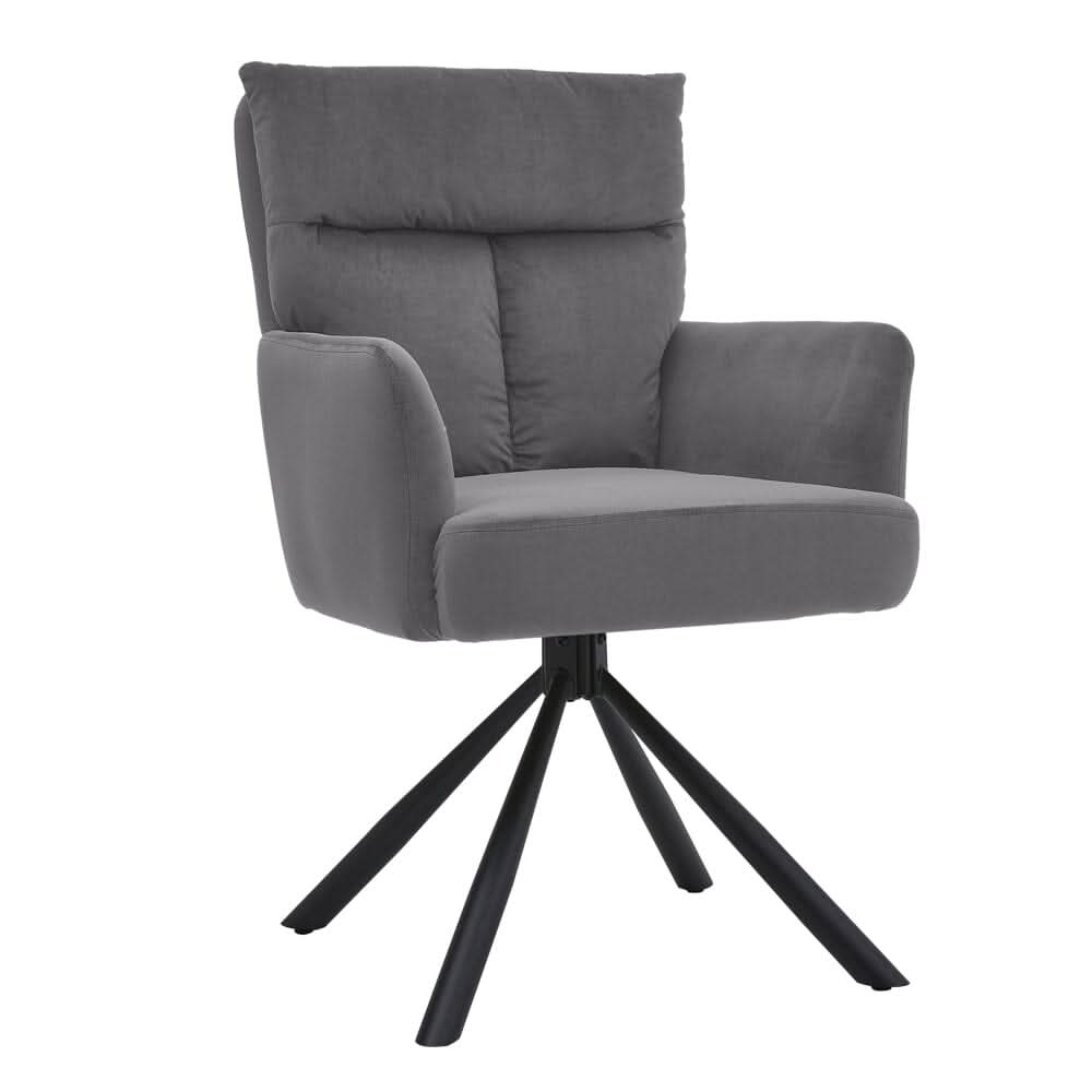 Modern Upholstered Swivel Armchair with Black Legs