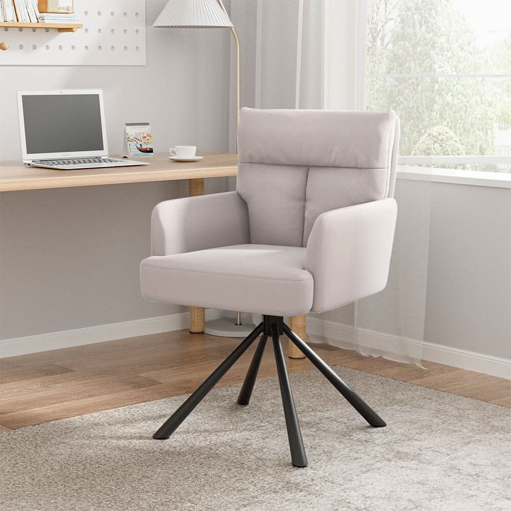 Modern Upholstered Swivel Armchair with Black Legs