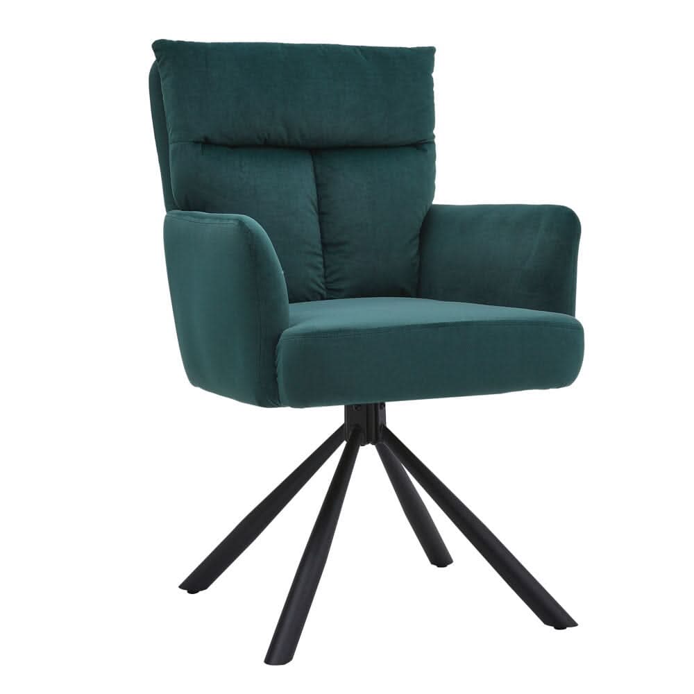 Modern Upholstered Swivel Armchair with Black Legs
