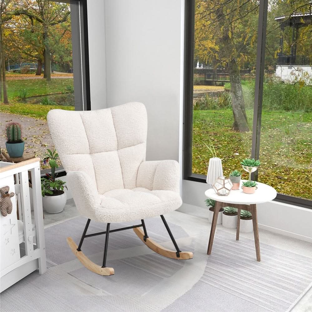Tufted Linen Upholstered Rocking Chair