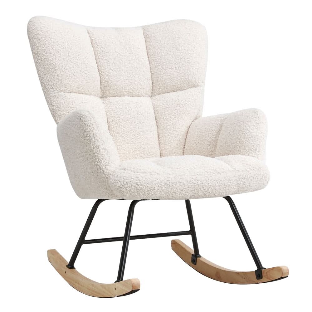 Tufted Linen Upholstered Rocking Chair