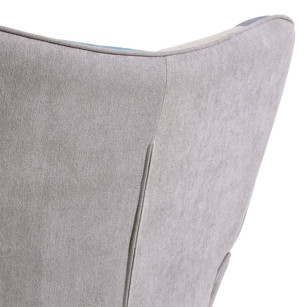 Colour Block Upholstered Wingback Armchair with Footstool
