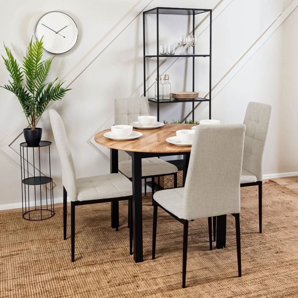 Modern Linen Upholstered Dining Chairs – Set of 4