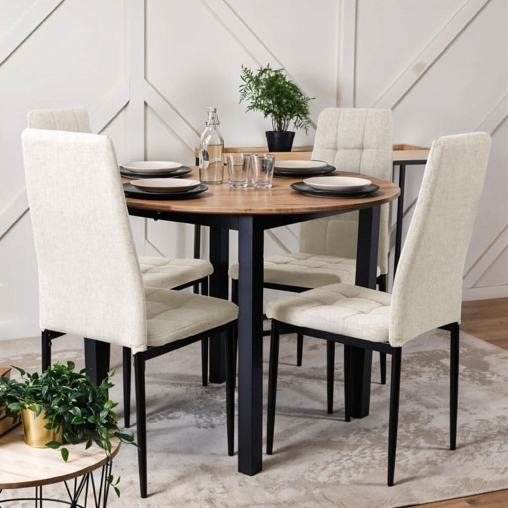 Modern Linen Upholstered Dining Chairs – Set of 4