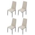 Modern Linen Upholstered Dining Chairs – Set of 4