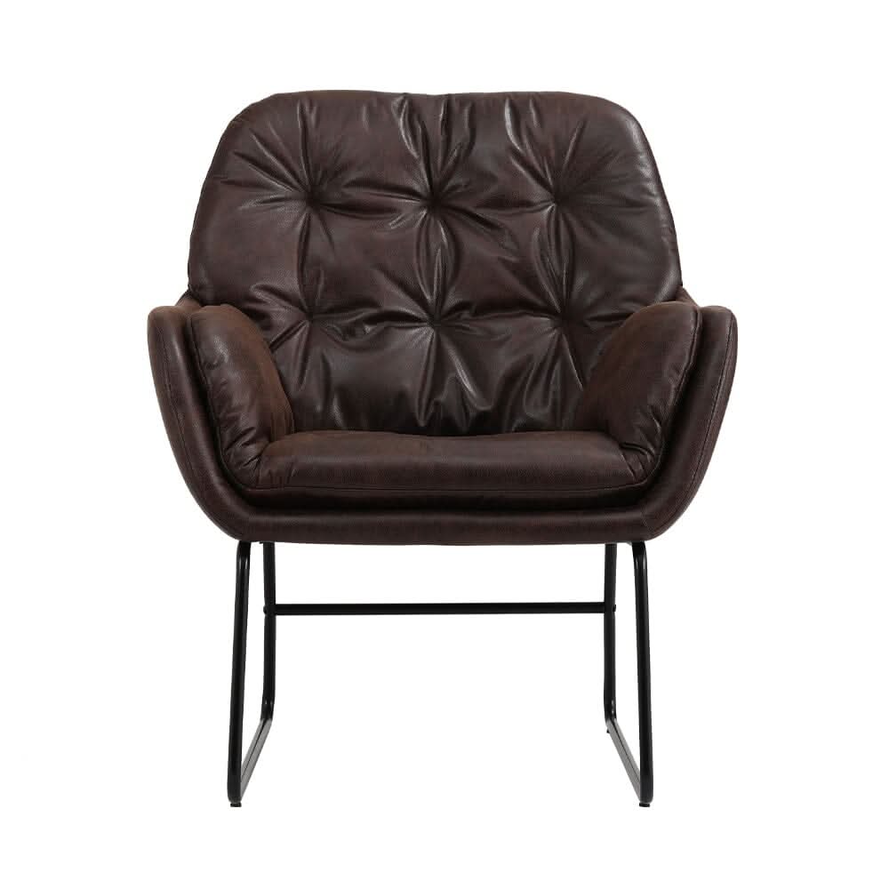 Contemporary Metal Legs Tufted Leisure Armchair