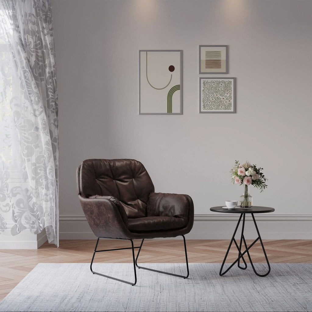 Contemporary Metal Legs Tufted Leisure Armchair