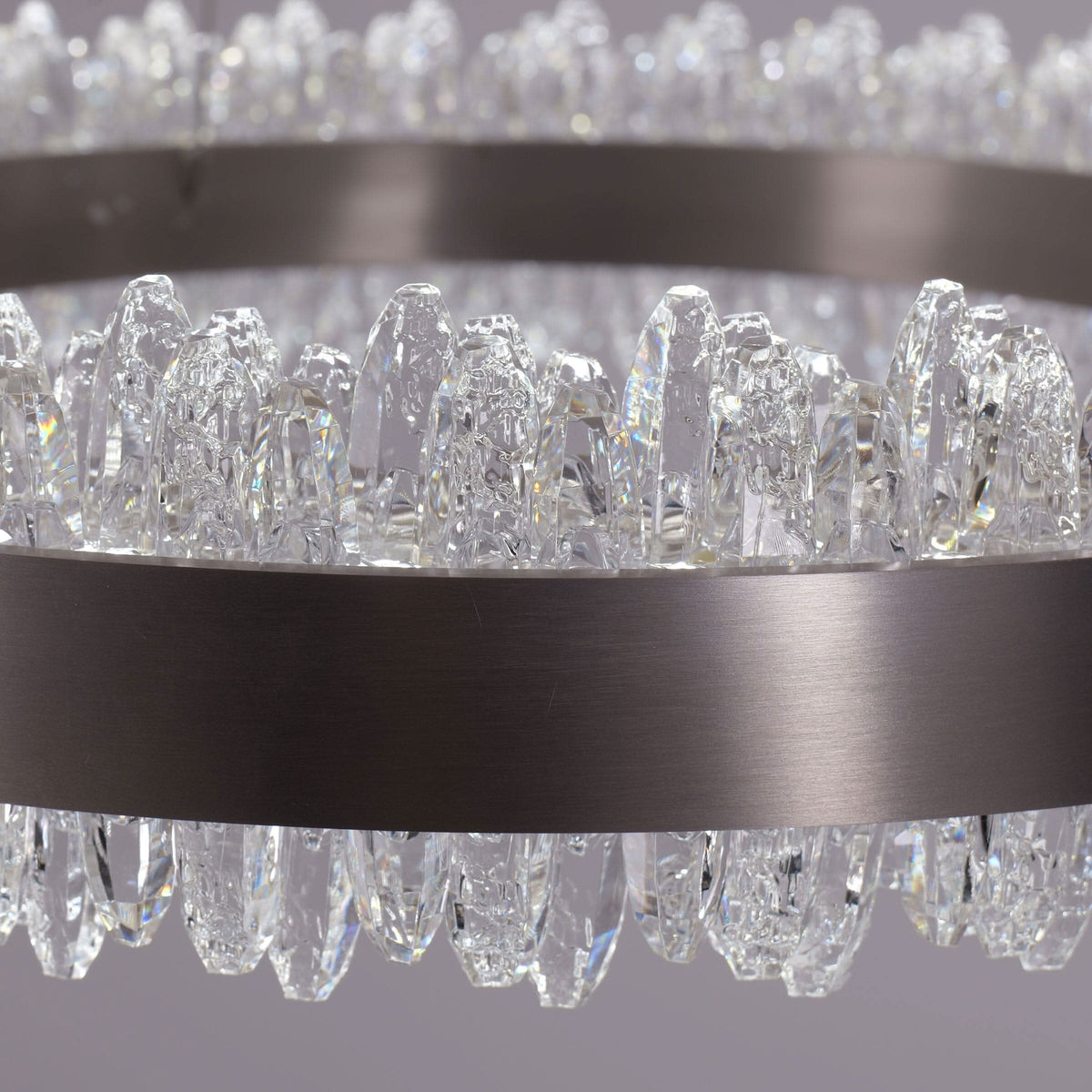 Lightsin Crystal LED Pendant Light Gold Circular Chandelier with Crystal Edges