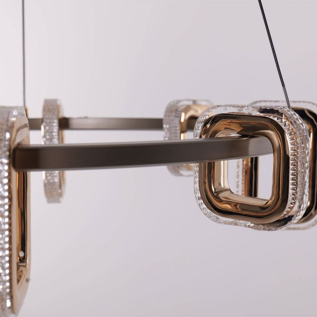 Lightsin Gold Geometric LED Pendant Light with Acrylic Accents Modern Crystal Chandelier