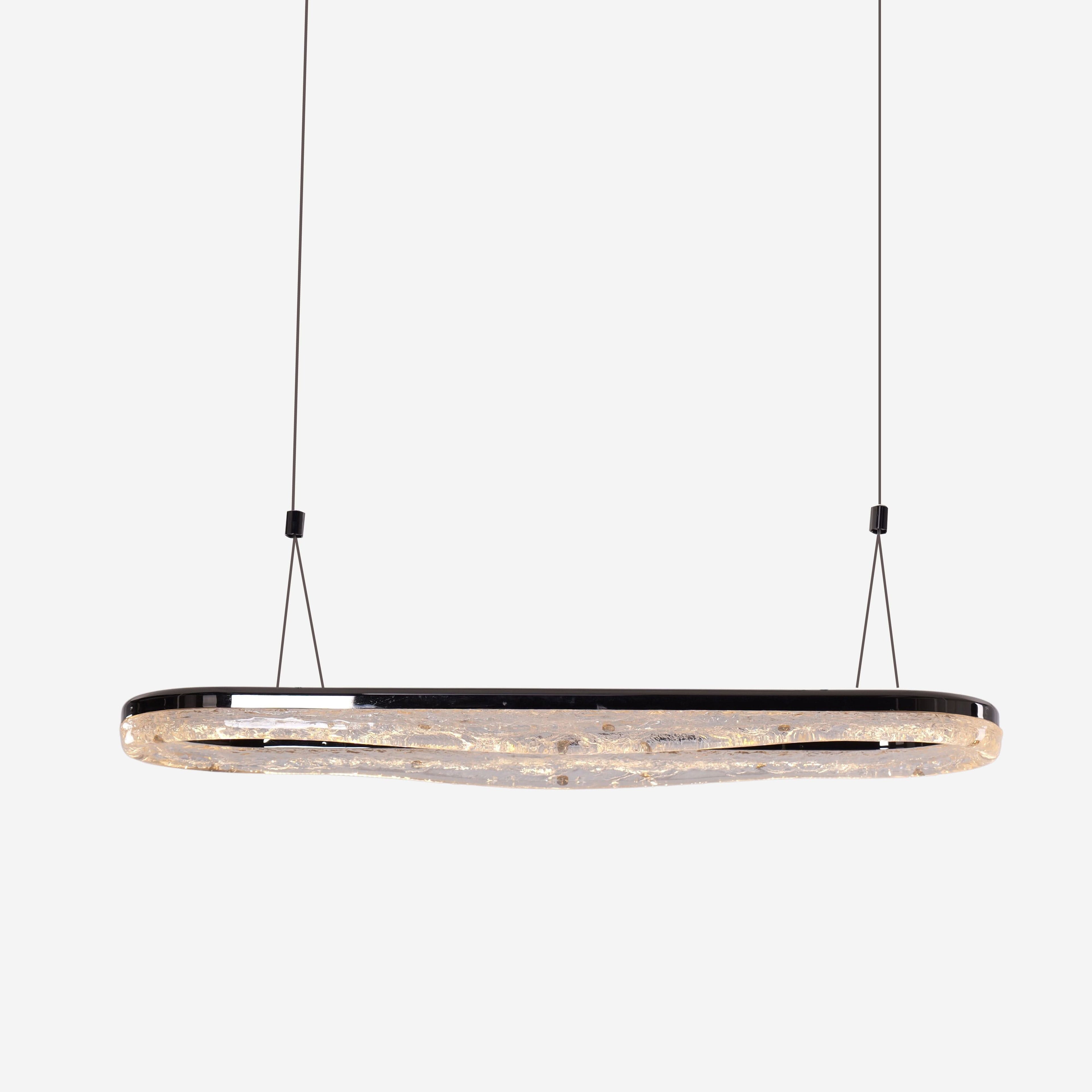 Lightsin Sleek Pearl Black LED Resin Oval Pendant Light Modern Chandelier Lighting