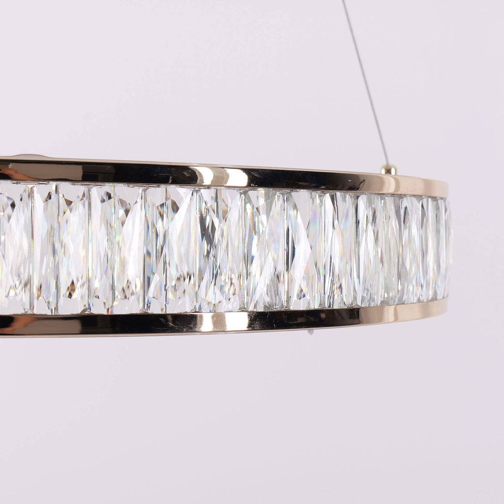 Lightsin Luxurious Gold Crystal LED Halo Pendant Light