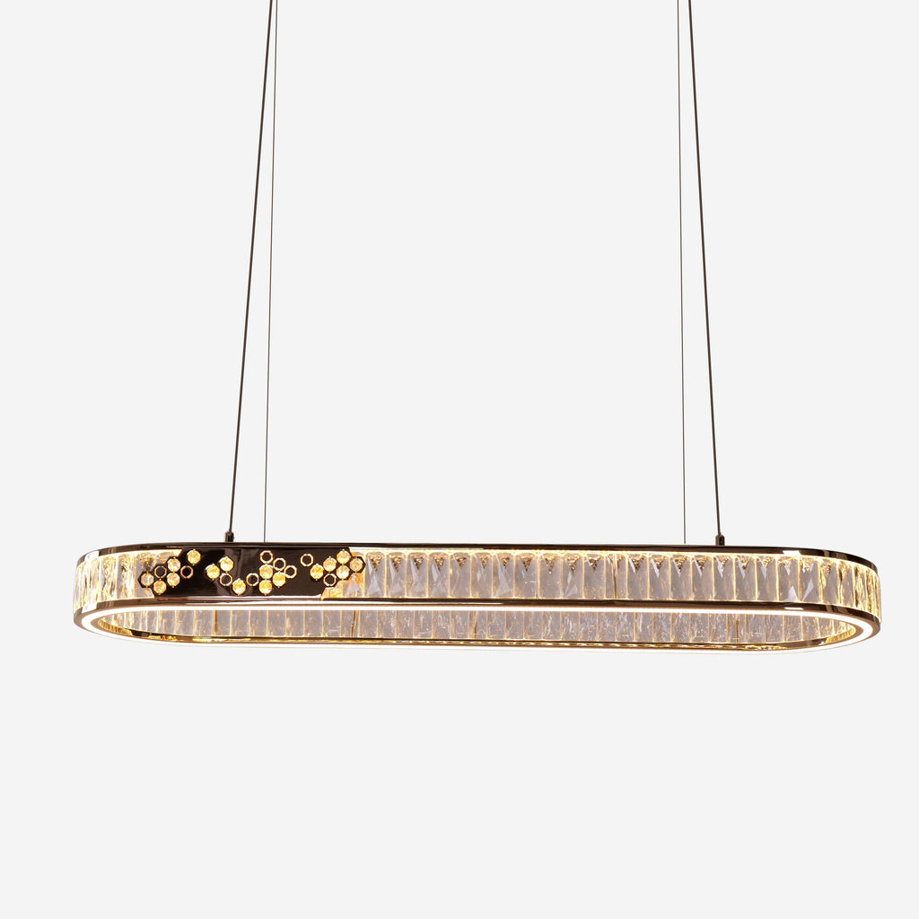 Lightsin Gold Crystal Ring LED Pendant Light Modern Chandelier Ceiling Lighting