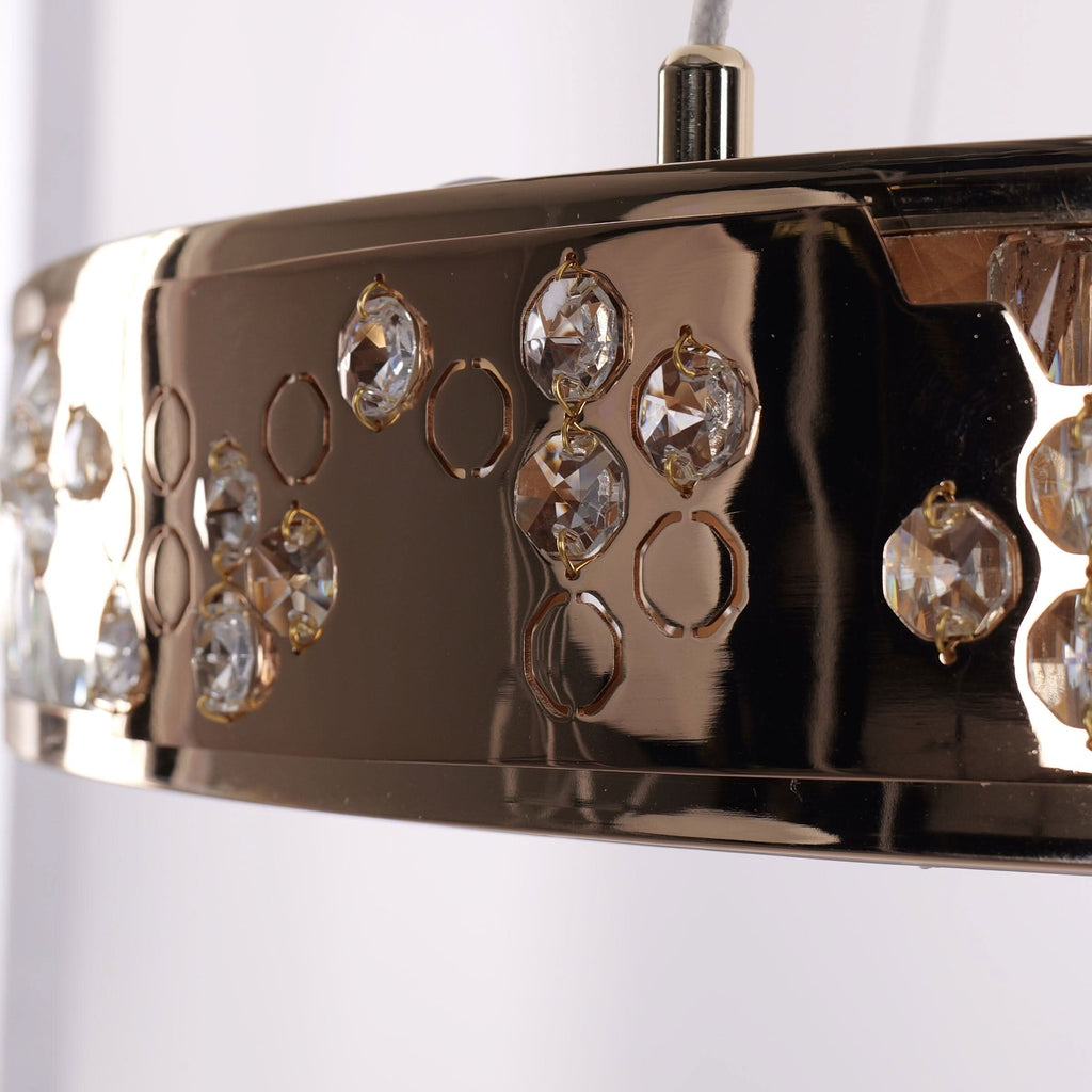 Lightsin Luxurious Gold Crystal LED Halo Pendant Light