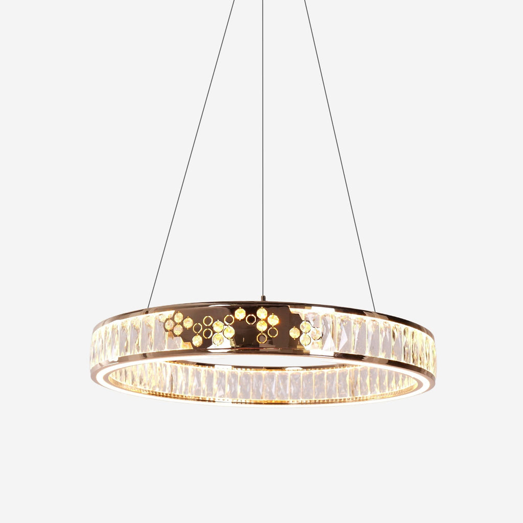 Lightsin Luxurious Gold Crystal LED Halo Pendant Light