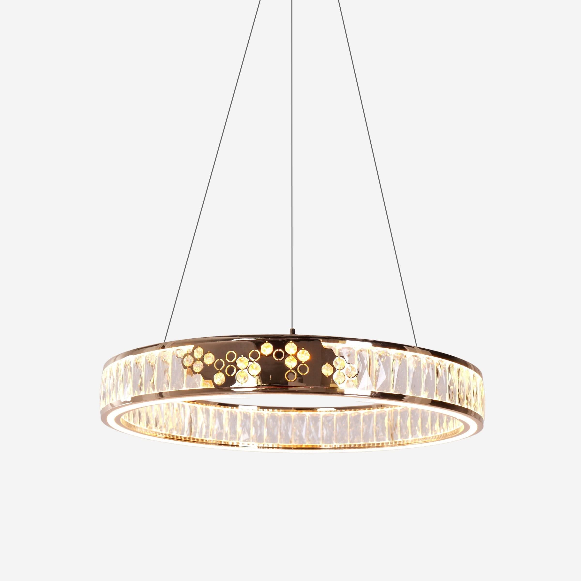 Lightsin Luxurious Gold Crystal LED Halo Pendant Light