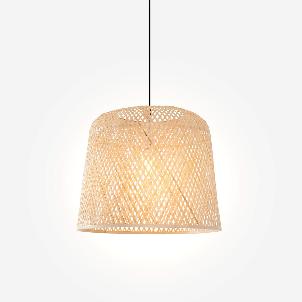 Lightsin Cella-Bamboo Pendant Light – Handwoven Cylindrical Ceiling Light with Cross-Weave Shade for Kitchen, Bedroom & Living Room
