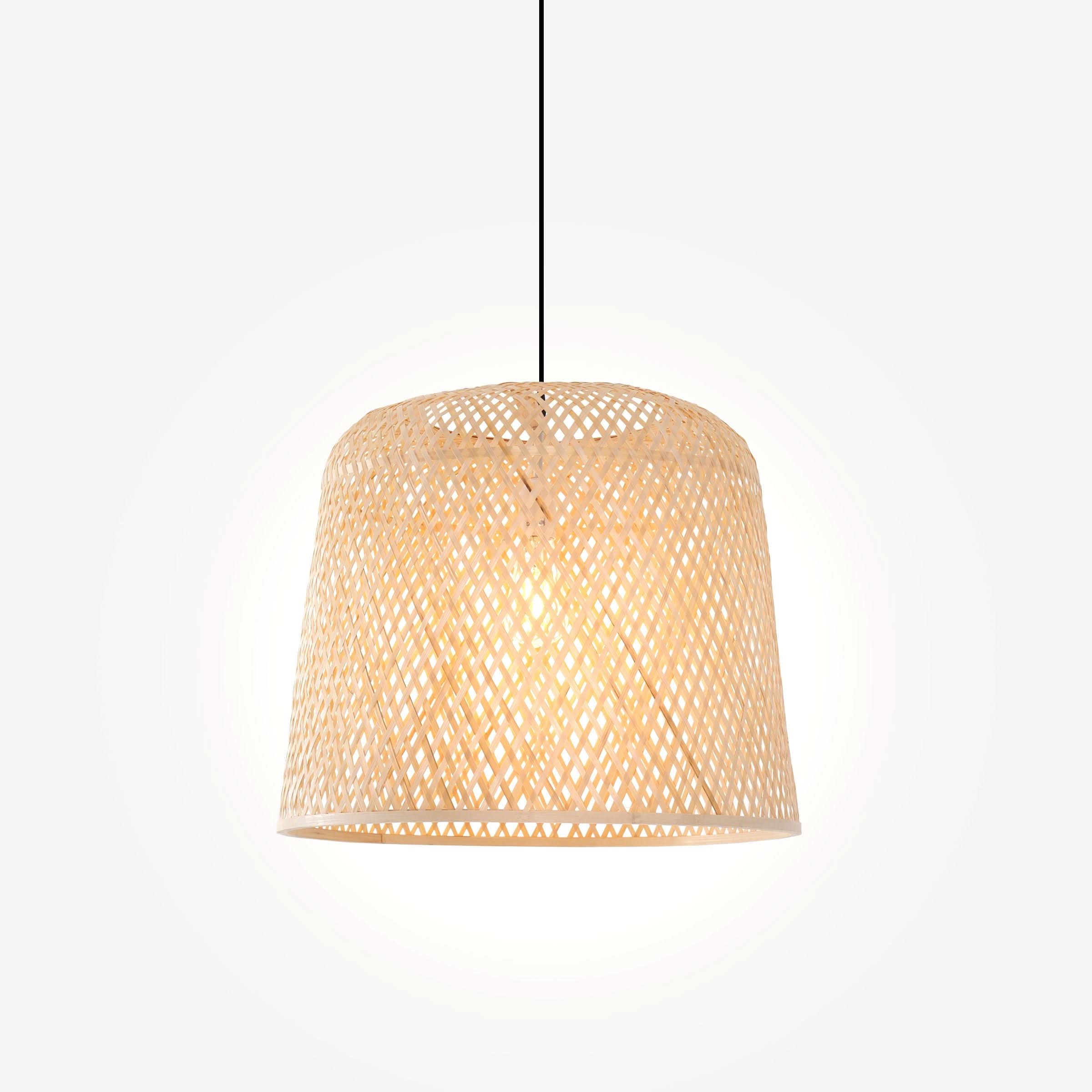Lightsin Cella-Bamboo Pendant Light – Handwoven Cylindrical Ceiling Light with Cross-Weave Shade for Kitchen, Bedroom & Living Room