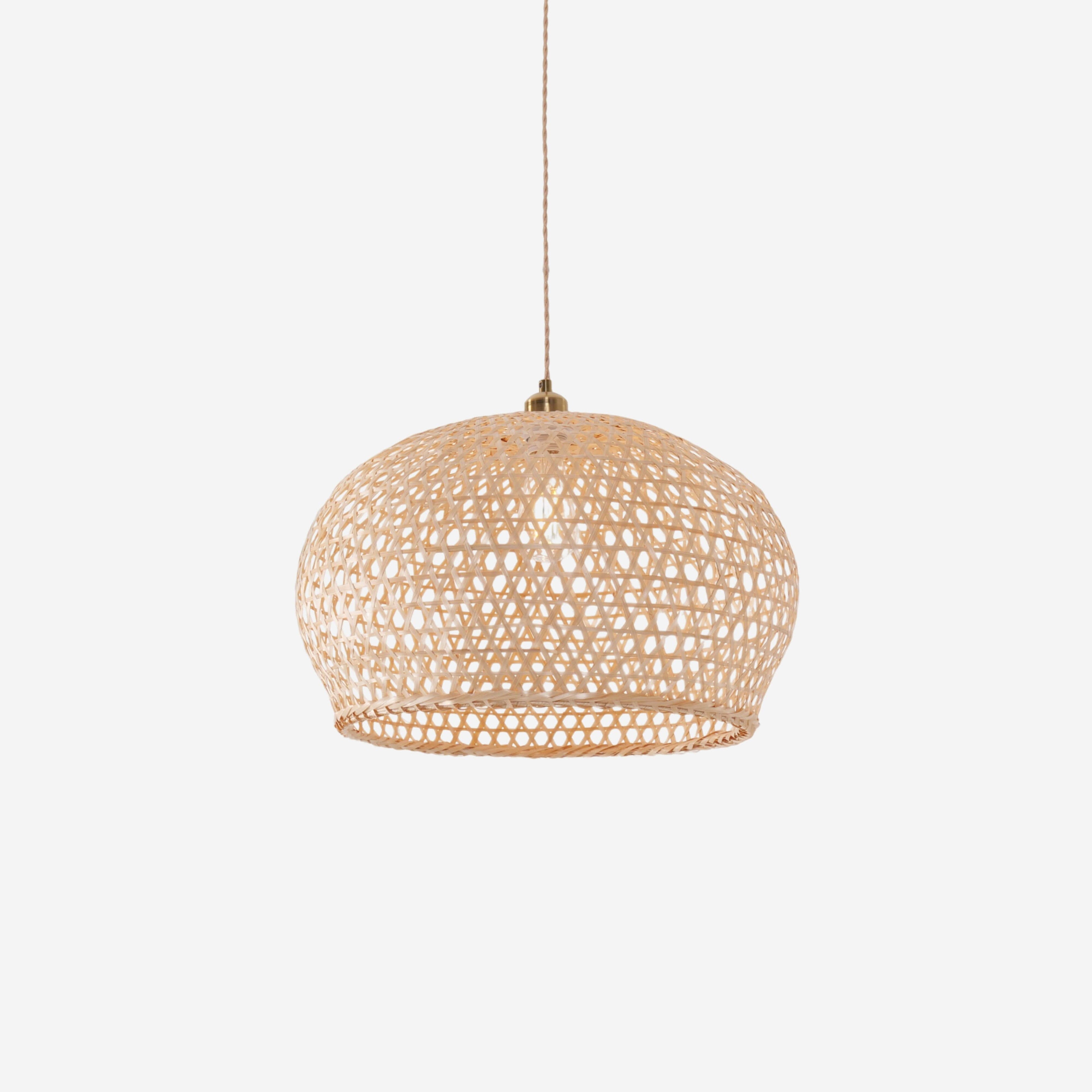Lightsin Natural Bamboo Pendant Light with Handwoven Lampshades in Four Sizes