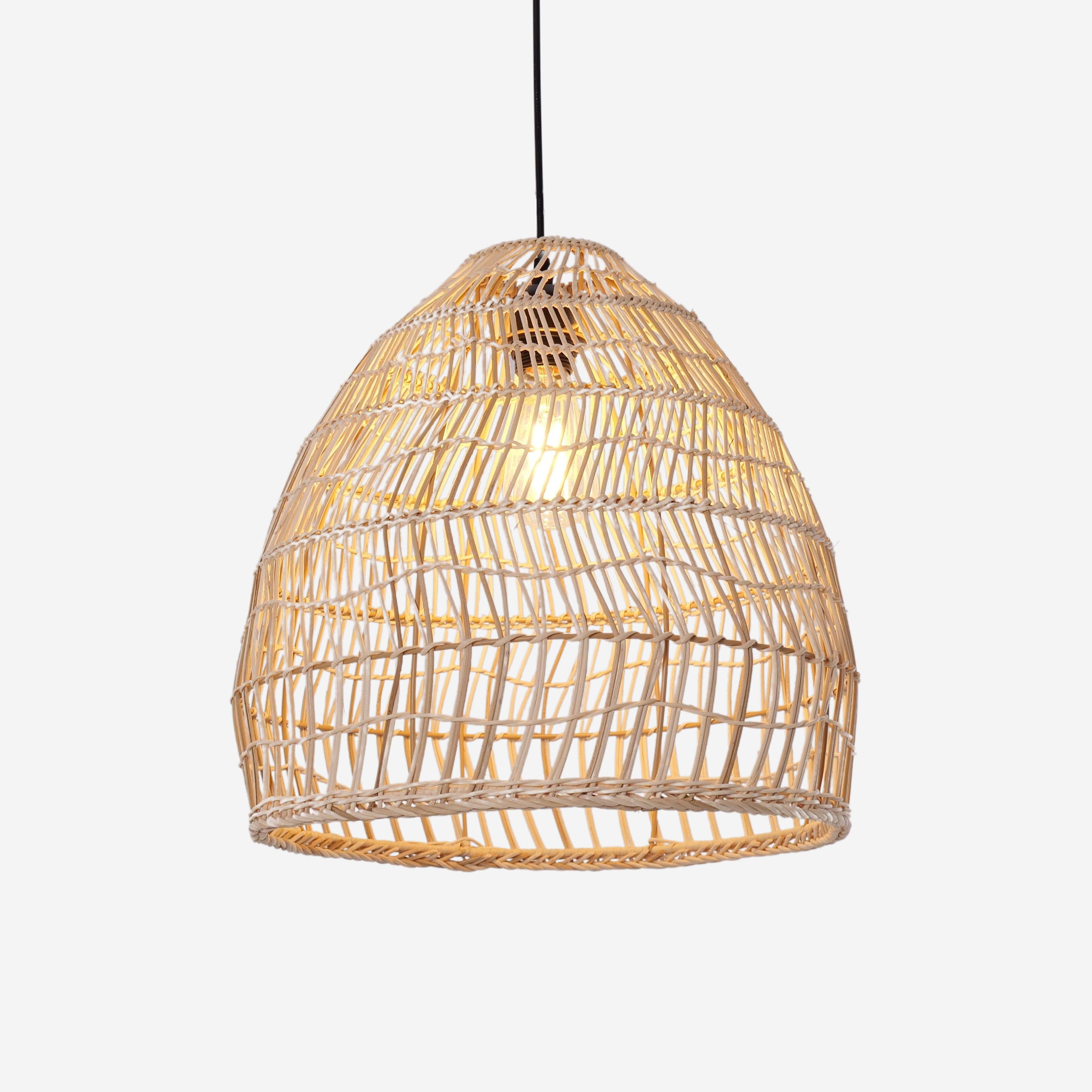 Lightsin Woven Rattan Dome Pendant Ceiling Light – Eco-Friendly Rustic Ceiling Light for Living Room, Dining, and Modern Interiors