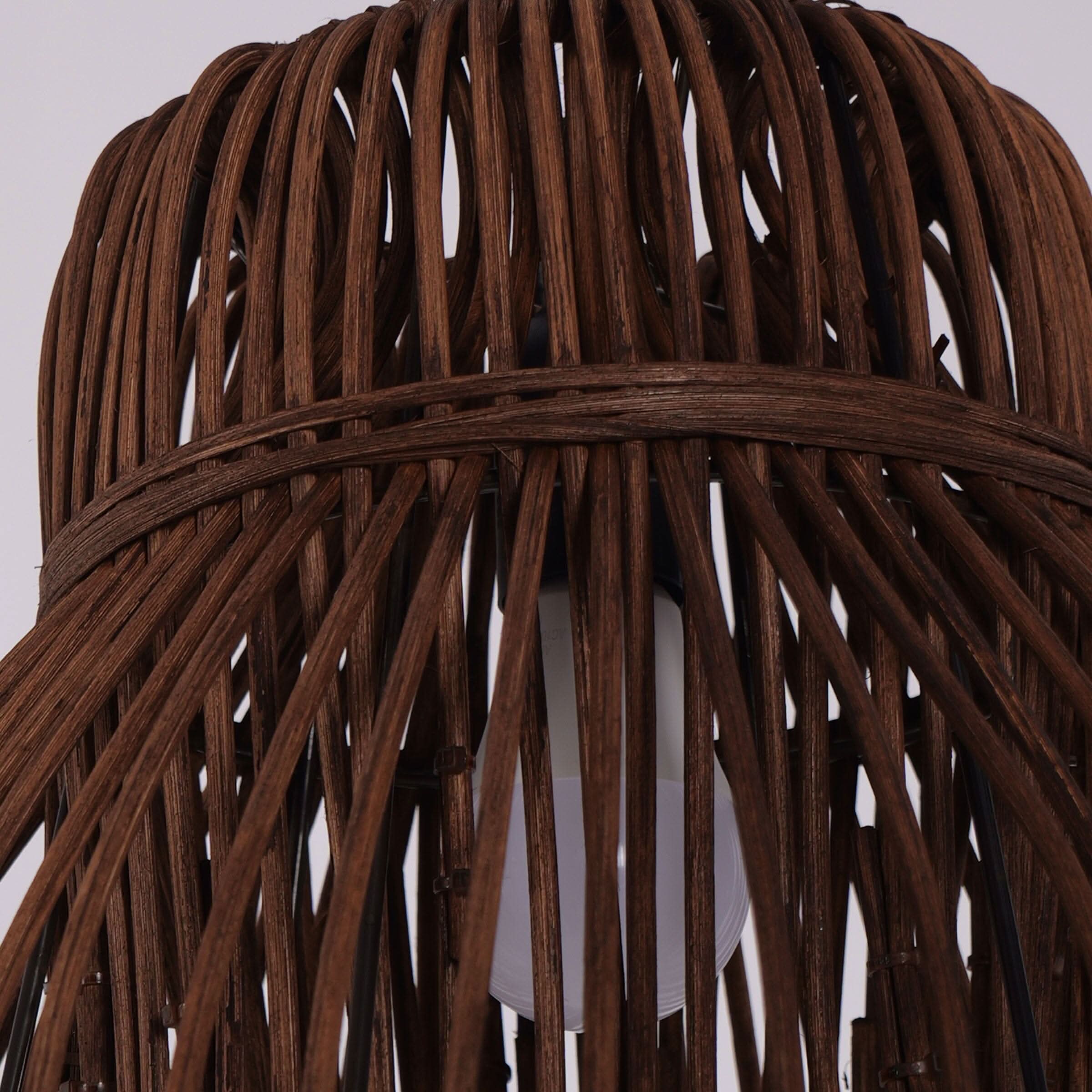 Lightsin Natural Woven Rattan Pendant Light – Handcrafted Rustic Ceiling Light for Dining Rooms, Living Spaces, and Cafés