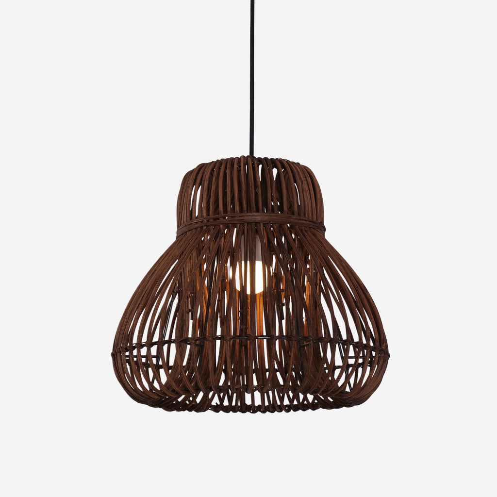 Lightsin Natural Woven Rattan Pendant Light – Handcrafted Rustic Ceiling Light for Dining Rooms, Living Spaces, and Cafés