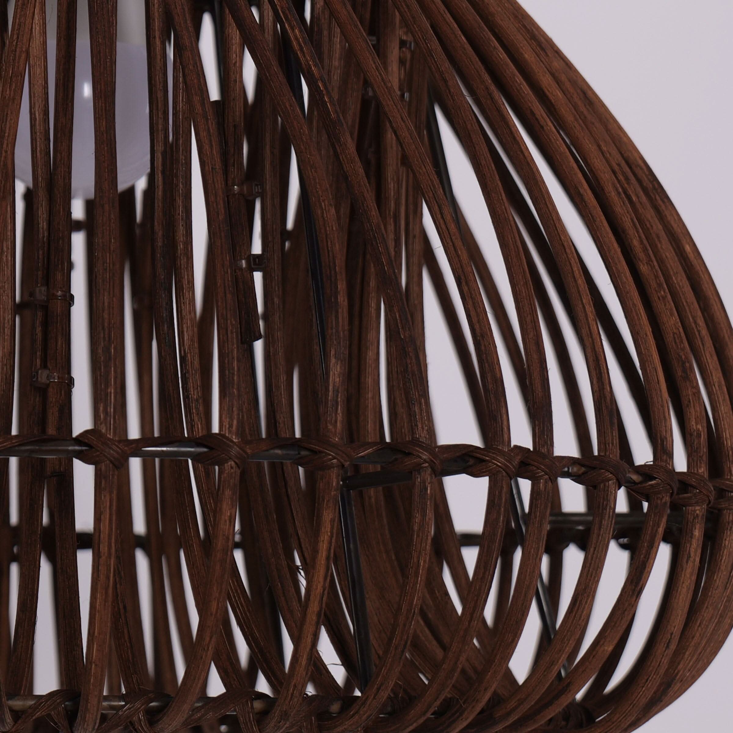 Lightsin Natural Woven Rattan Pendant Light – Handcrafted Rustic Ceiling Light for Dining Rooms, Living Spaces, and Cafés