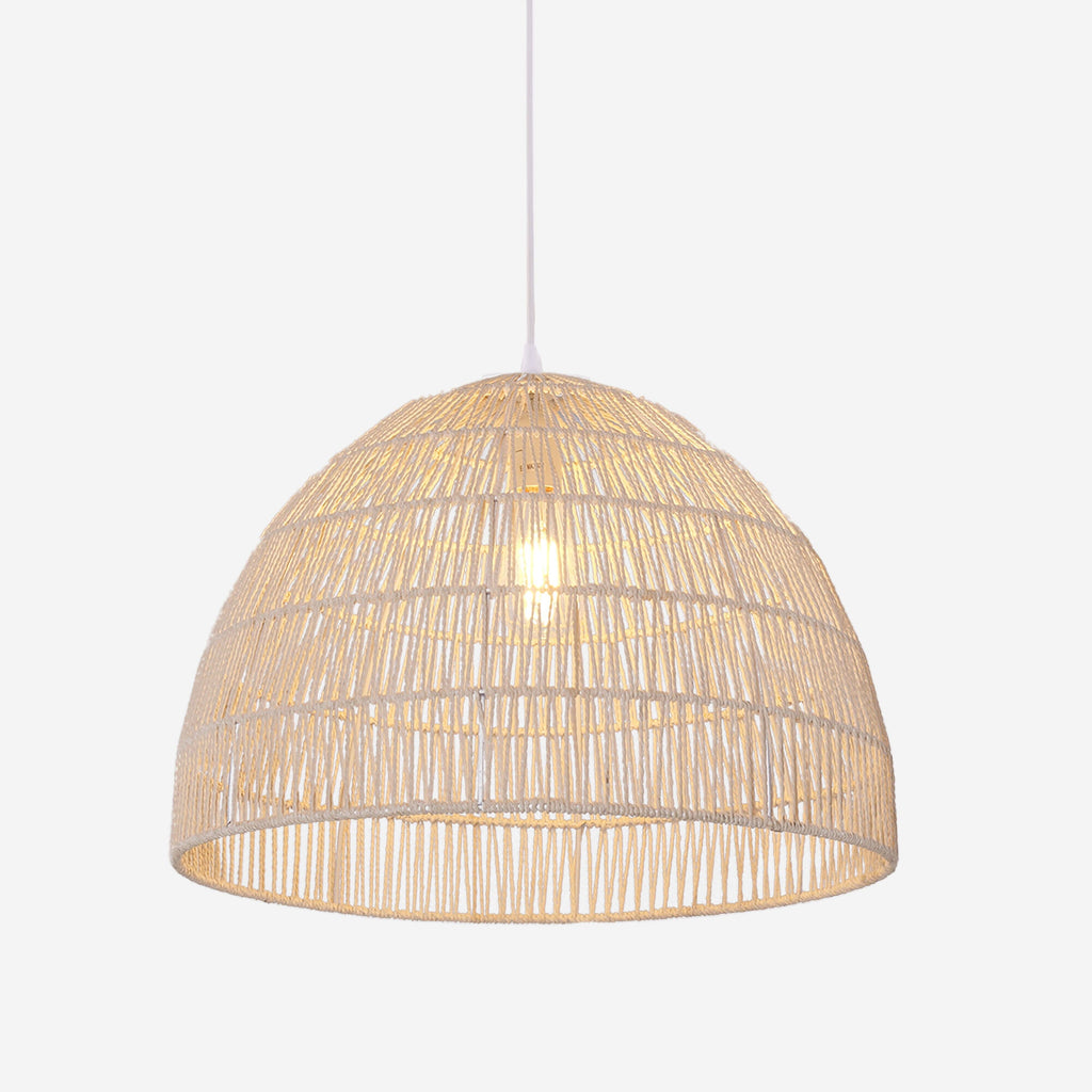 Lightsin Cella-Handwoven Paper Rope Dome Pendant Light – Eco-Friendly Ceiling Pendant Light with Iron Frame for Kitchen Island, Dining Room, or Living Room Lighting