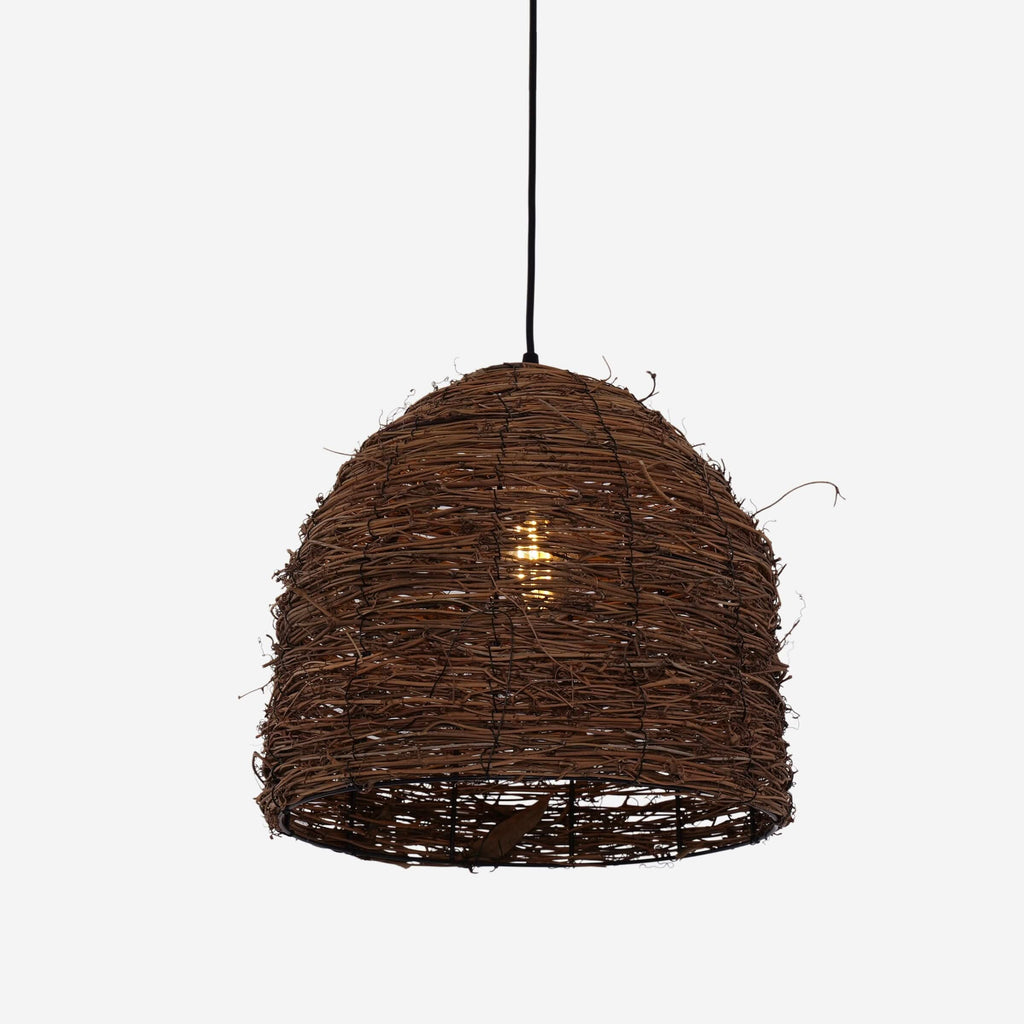 Lightsin Rustic Woven Rattan Dome Pendant Light for Cozy Interiors